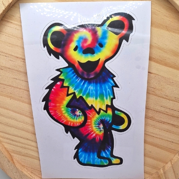 Colorful Tie-Dye Bear Sticker Grateful Dead Car Decal - Picture 1 of 4